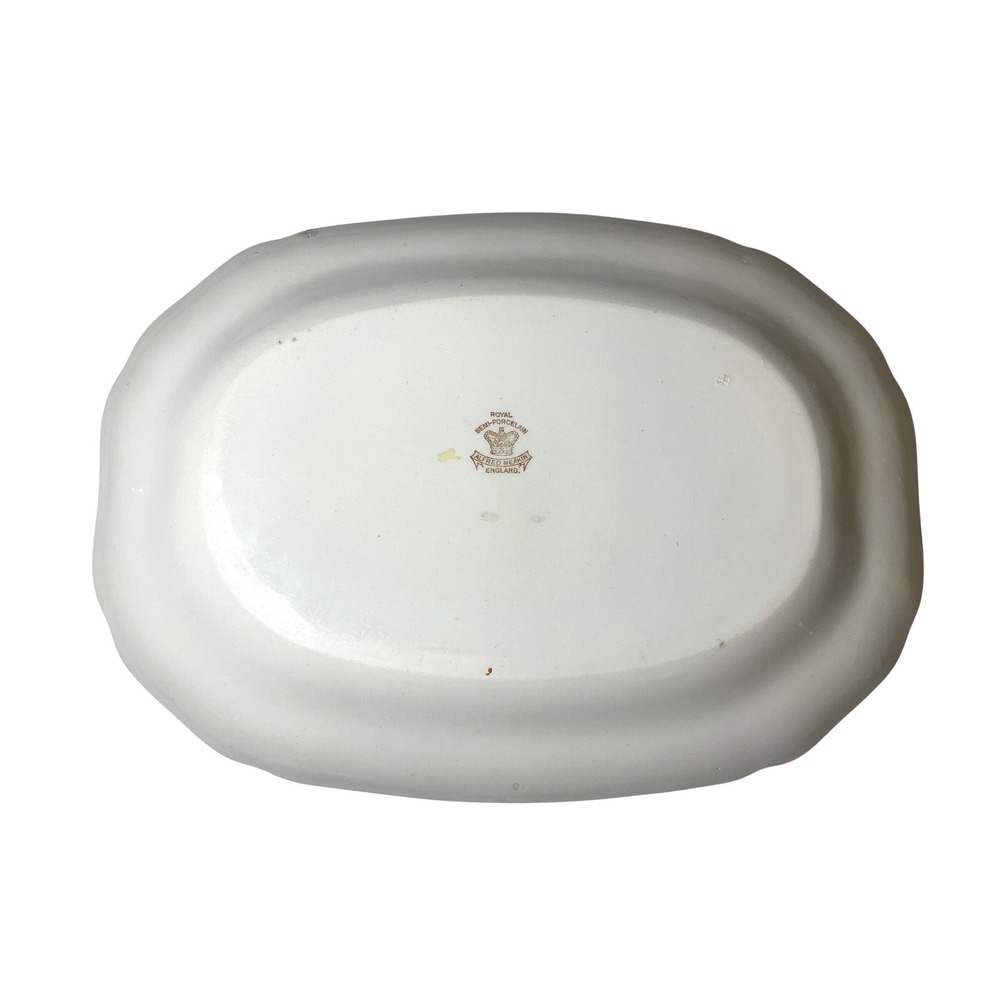 Alfred Meakin Royal Semi-Porcelain Oval Platter Floral Vine Scalloped England - Picture 3 of 5